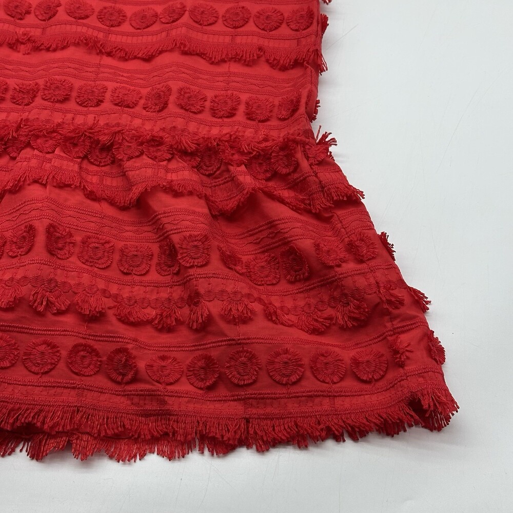 Marie Oliver Herra Women's Size XS Salsa Red Embroidery & Fringe Shift Dress - Picture 4 of 15